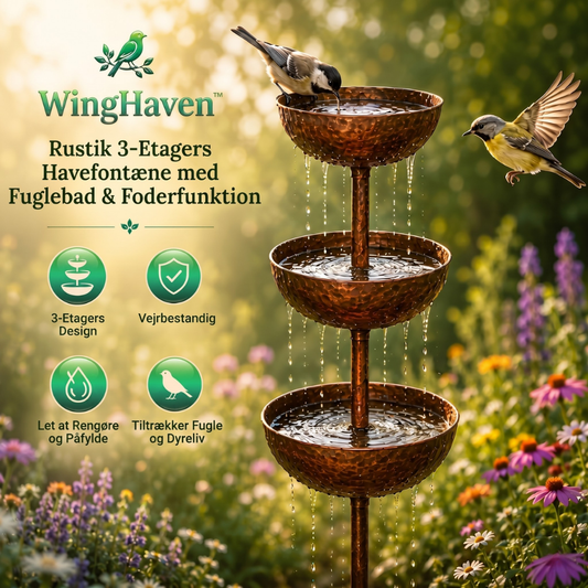 WingHaven™ – Vogelbad & Futterstation mit Springbrunnen