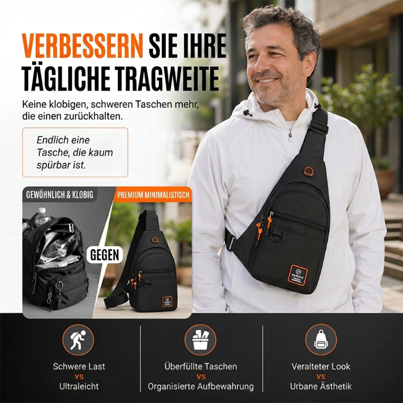 UrbanPack™ – Wasserdichte Umhängetasche mit mehreren Fächern